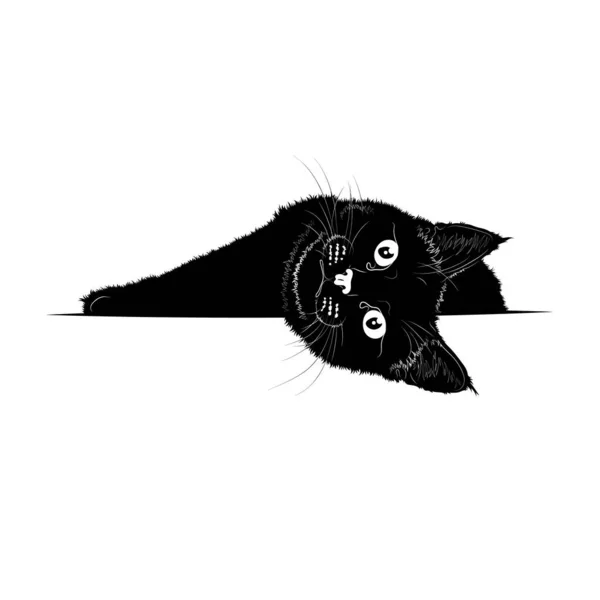 ベクトルイラスト リカンベント猫の黒いシルエット エプス — ストックベクタ
