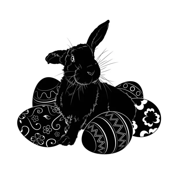 Illustration Vectorielle Silhouette Noire Lapin Pâques Eps — Image vectorielle