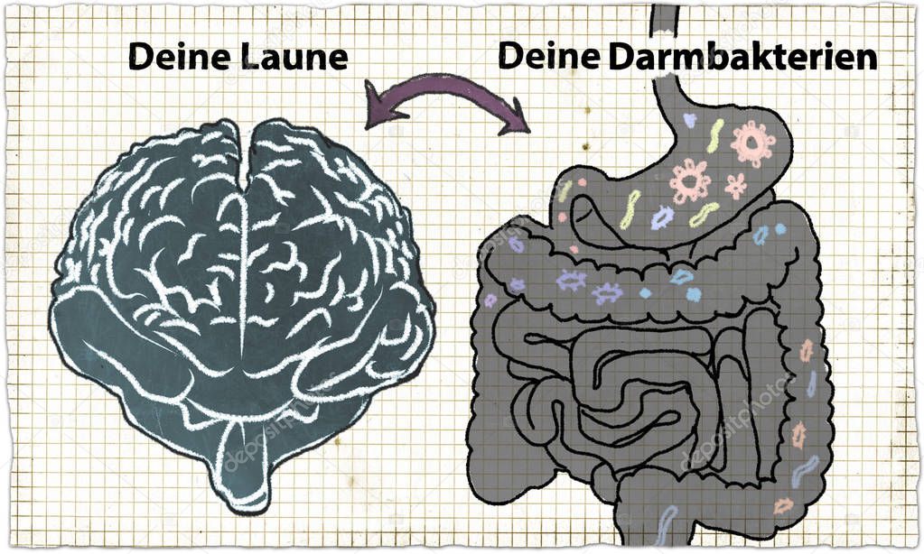 Illustration about Darmbakterien und Laune