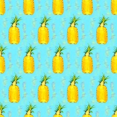 Kesintisiz moda deseni. Ananas arka plan. Tebrik kartları, ambalaj kağıdı, posterler, kumaş baskı için kullanın. En az düz desen yatıyordu