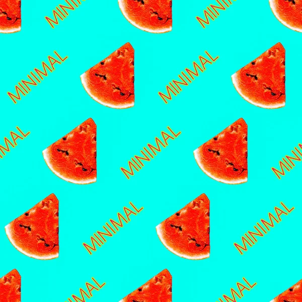 Tropical summer print for t-shirt, apparel, textile or wrapping. Watermelon photo Pattern. Seamless and repeatable. Fashion minimal fresh vibes