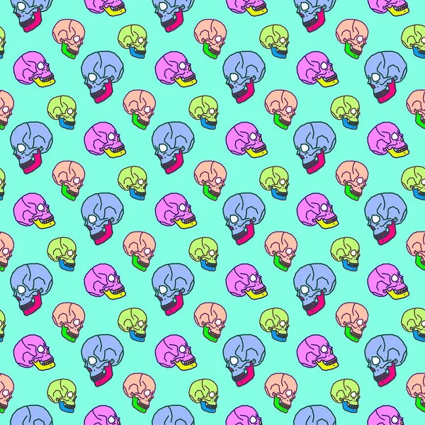 Seamless pattern art.  Club Party Skull background. Use for t-shirt, greeting cards, wrapping paper, posters, fabric print. Fashion designer Sketch