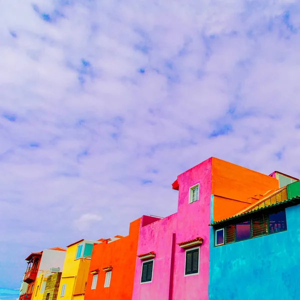 Ilha Das Canárias Casas Coloridas Conceito Colorido — Fotografia de Stock