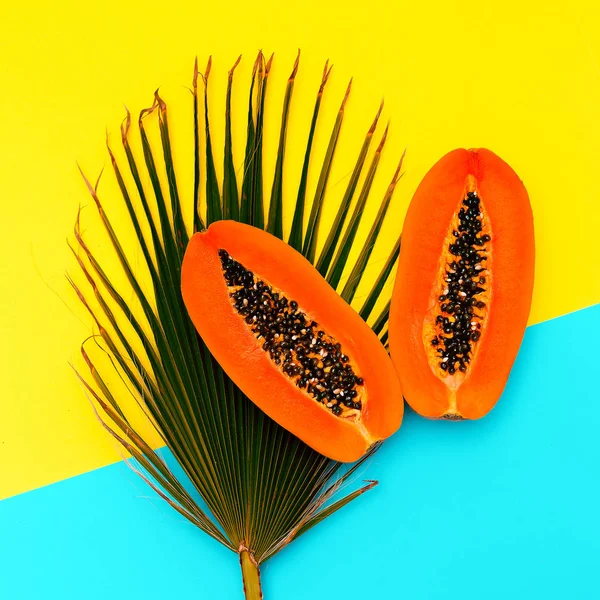 Trópusi Tengerparti Hangulat Pálma Papaya — Stock Fotó