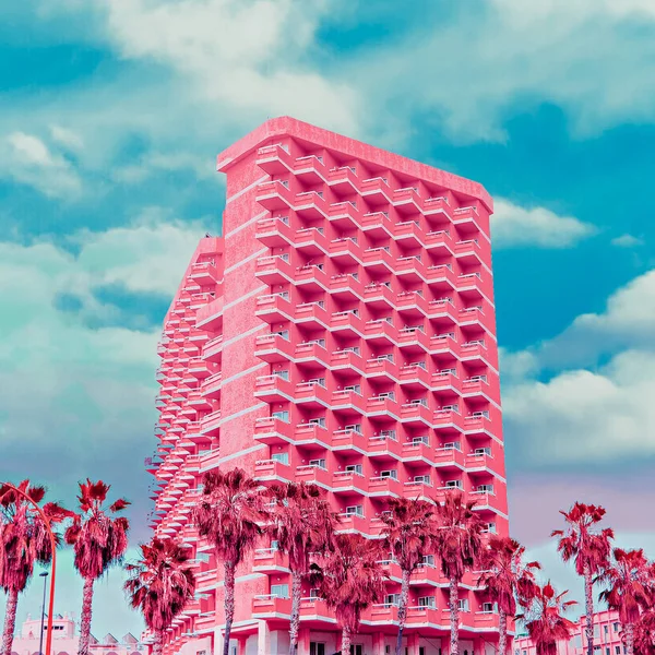 Hotel Moda Różowe Kolorowe Minimal Artu Tropikalne Marzenia — Zdjęcie stockowe