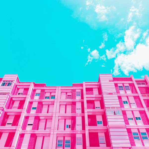 Розовый Отель Минимализм Архитектуры Геометрии — стоковое фото