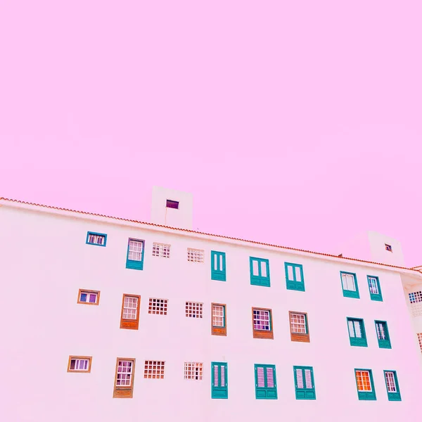 Ελάχιστη Κτίριο Παστέλ Χρώμα Τέχνης Ελάχιστη Vibes — Φωτογραφία Αρχείου