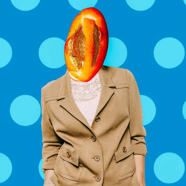 Collage Art Contemporain Concept Minimal Pain Vintage Lady — Photo