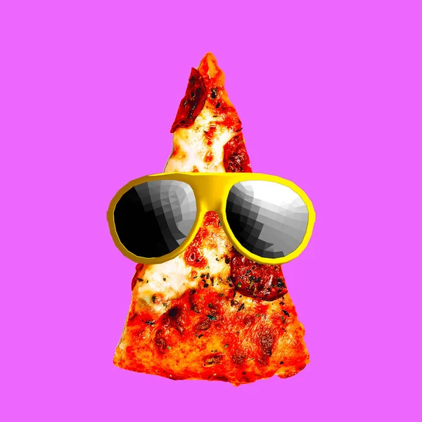 Çağdaş Görsel Sanat Kolaj Kavramı Pizza Sever Pizza Hipster Parça — Stok fotoğraf