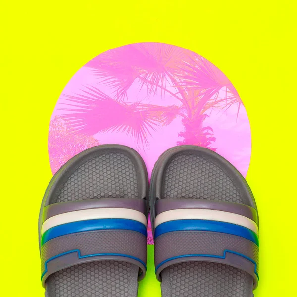 Flip Flops Strandstimmung Minimale Flache Laien Kunst — Stockfoto