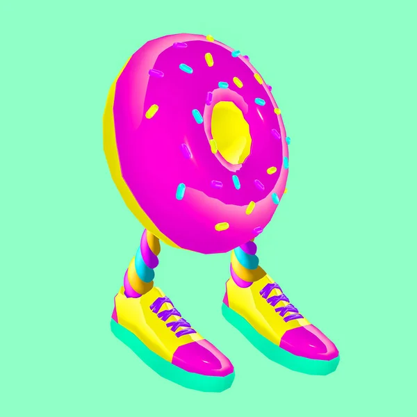 Collage Arte Contemporáneo Donut Hipster Divertido Proyecto Mínimo Comida Rápida — Foto de Stock