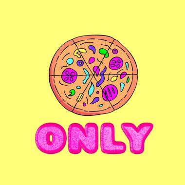 Çağdaş sanat kolaj. Sadece Pizza. Fast food en az proje