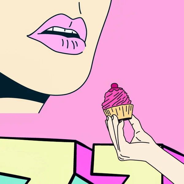 Contemporary art collage. Cake lover. Fast food minimal project