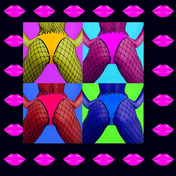 Colorful Ass Set Collage Party Club Dancing Fashion Style — Stock Photo, Image