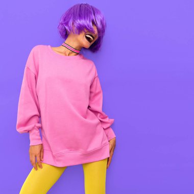 Renkli bir modeldir. Renkli sonbahar. Parlak mutlu vibes