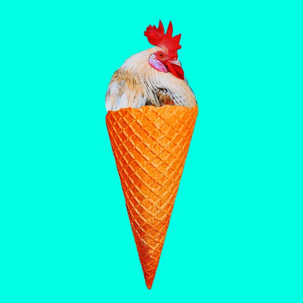 Collage Arte Contemporanea Cazzo Gelato Concetto Design Minimale — Foto Stock