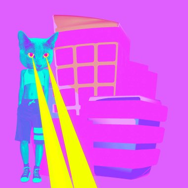 Moda kentsel kedi gözleri dan lazerler ile. En az kolaj komik sanat