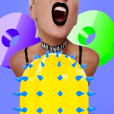 Ucube kız parti hardcore kavramı kolaj sanat