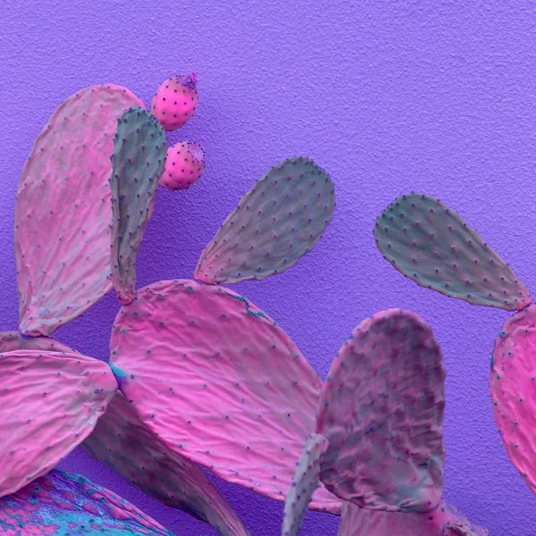 Kaktus lila färbt Kunst. Kakteenliebhaber-Konzept — Stockfoto