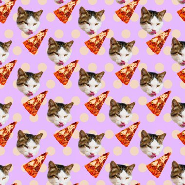 Kesintisiz en az desen. Kedi pizza sever. T-shirt, gre için kullanın