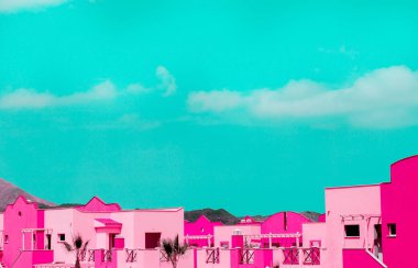 Kanarya Adası. Colorfull mimarisi. Moda minimal tasarım. ı