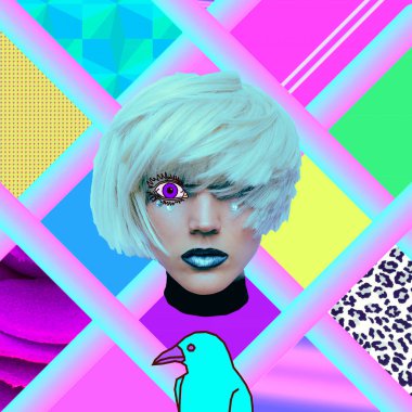 Estetik sanat kolajı. Psychedelic Blonde. Ve ne görüyorsun?? 