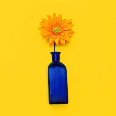 Gerber şık bir şişe Ev dekor. Minimal düz döşeme sanatı