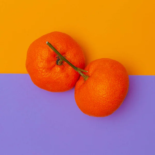 Tangerines fresh concept.Minimal flat lay art — Stock Photo, Image