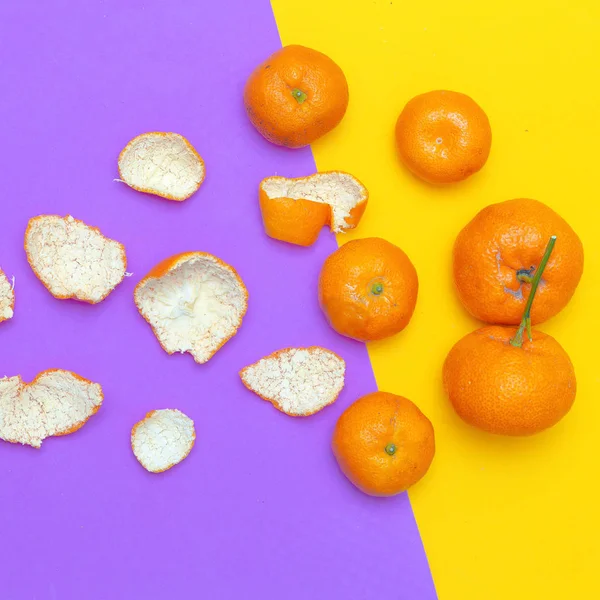 Tangerines fresh art. Minimal flat lay concept — Stock Photo, Image