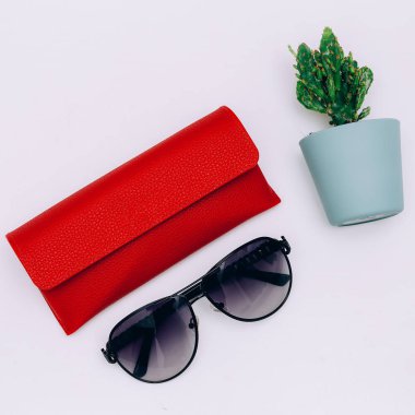 Gözlük Aksesuar konsepti. Şık güneş gözlüğü