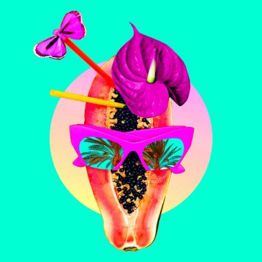  Çağdaş sanat kolaj. Papaya Beach Party Vibes