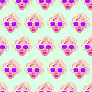 Kusursuz desen. Klasik Retro Lady. Tişört ve selamlama için kullan 