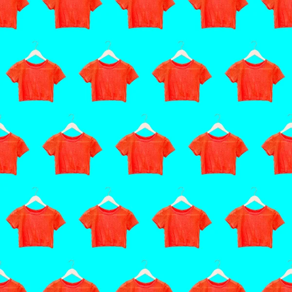 Seamless pattern. Orange T-shirt. Use for t-shirt, greeting card