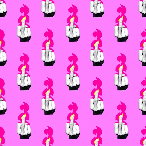 Seamless pattern. Middle finger.