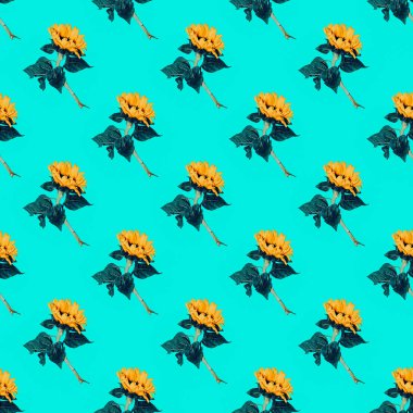 Kusursuz desen. Ayçiçeği. T-shirt, tebrik kartları için kullanın,