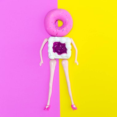 Tatlı bebek. Minimal düz lay gıda tasarımı