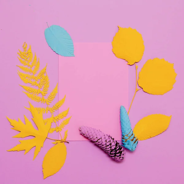 Creative top view flat lay autumn composition art. Painted autum — Stock Photo, Image