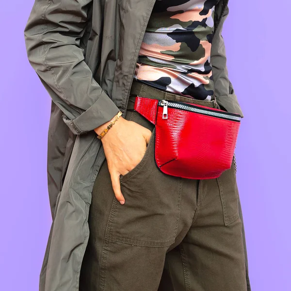Military Style. Fashion accessories clutch. Trendy look — Stock Photo, Image