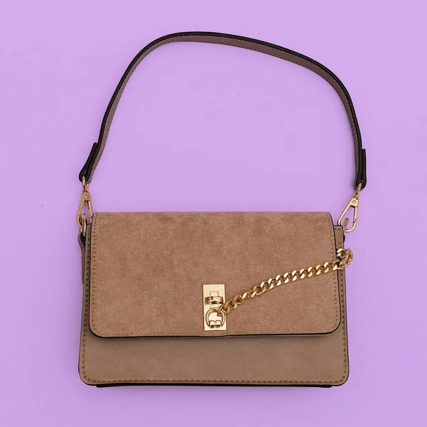 Mode beige Damen Clutch. Konzept der flachen Verlegung — Stockfoto