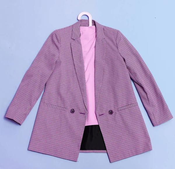 Vintage checkered jacket. Classic. Flat lay — Stock Photo, Image