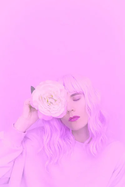Fialové Vanilkové Květy Dívčí Estetika Monochromní Barevné Trendy Violet Smyslná — Stock fotografie