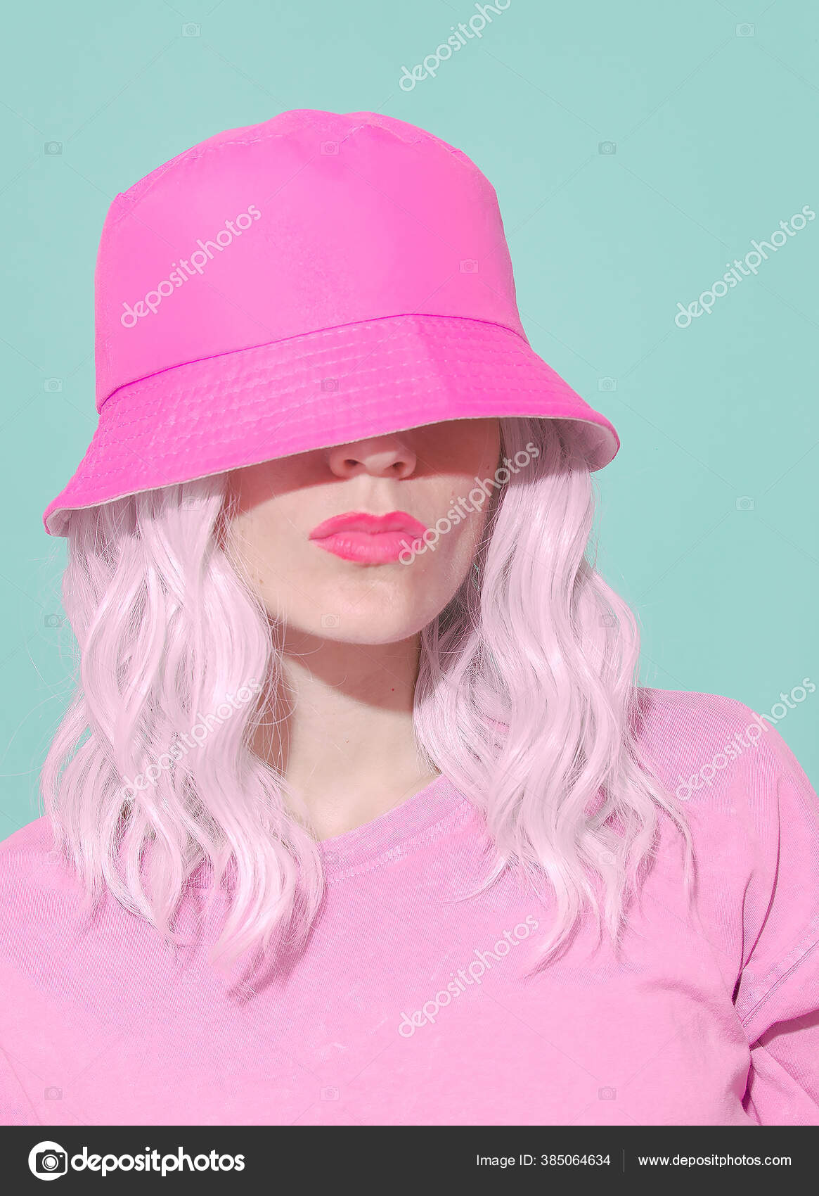 Fashion Aesthetic Girl Trendy Summer Accessories Pink Bucket Hat Street Stock Photo By C Porechenskaya
