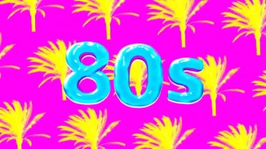 Disko 80 'lerin Plaj Stili Palm Arkaplan Minimum Sanat