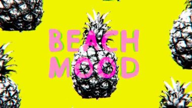 Minimal Motion kolaj sanatı. Plaj Pineapple Sahili moda partisi konsepti