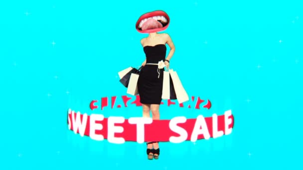 Minimal Motion art. Girls love Sale. Sweet Sale — Stock Video