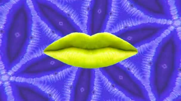 Arte de colagem de movimento mínimo. Lábios dinâmicos. Tendências de maquiagem coloridas — Vídeo de Stock
