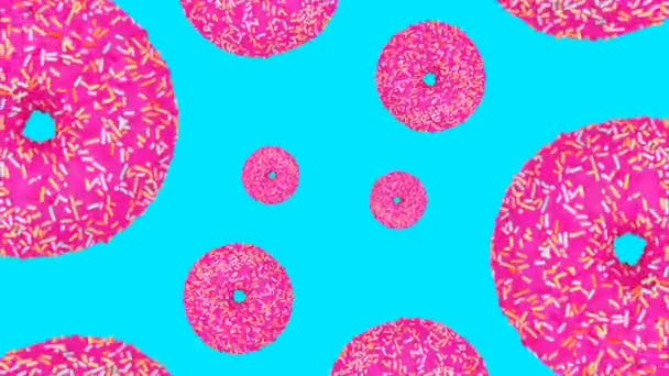 Minimal Motion art. Ροζ ντόνατς φόντο Donuts εραστής — Αρχείο Βίντεο