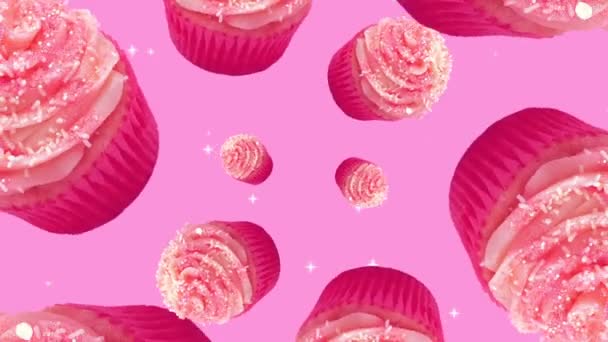 Arte de Movimento Mínimo. Bolos em rosa Doce amante — Vídeo de Stock