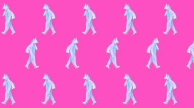 Minimal Motion tasarım sanatı. Pembe arka planda Moda Tekboynuzu