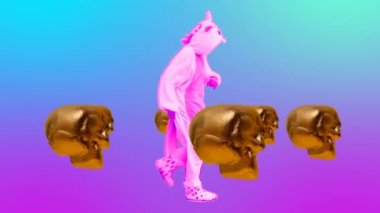 Minimal Motion tasarım sanatı. Moda Tekboynuzu ve Kafatası